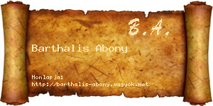 Barthalis Abony névjegykártya
